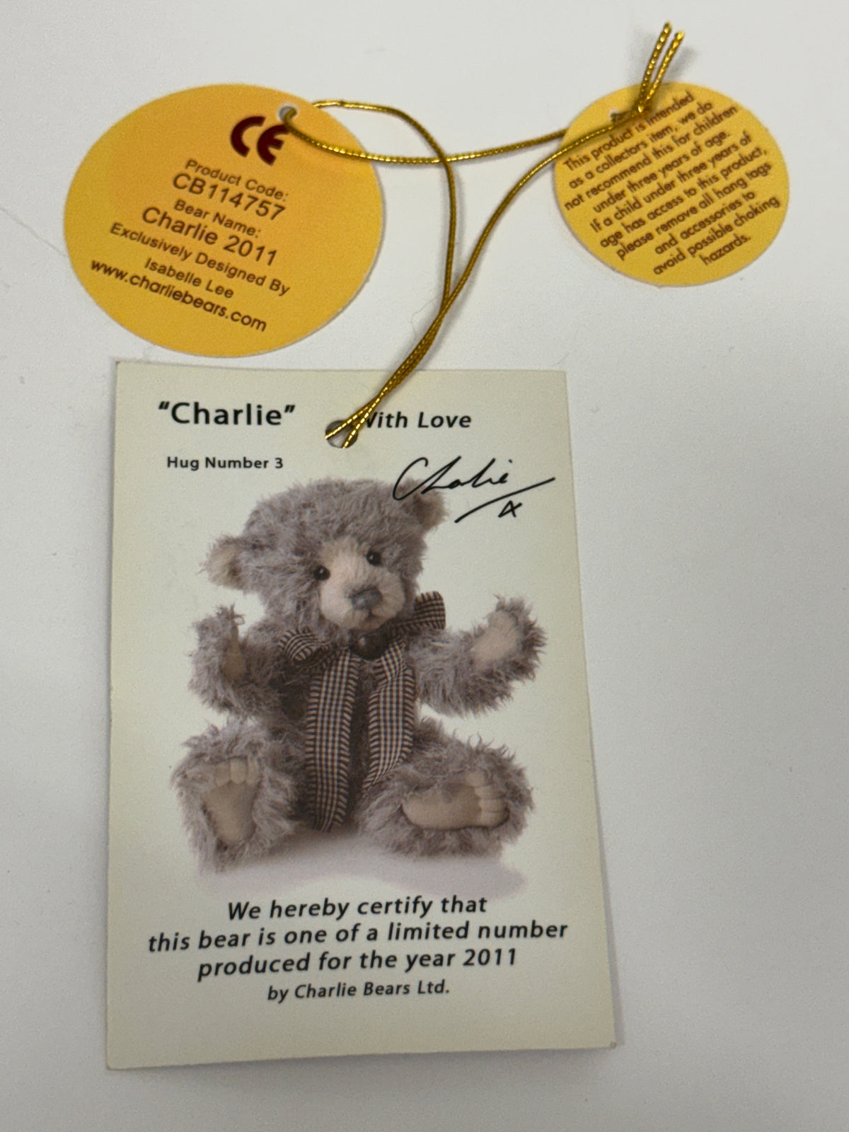 PRE-LOVED: CHARLIE YEAR BEAR 2011 - Charlie Bears