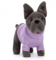SWEATER FRENCH BULLDOG PURPLE 19CM - Jellycat