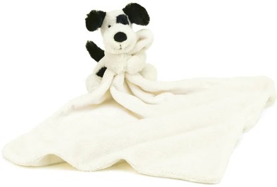 Retired Jellycat at Corfe Bears - BASHFUL BLACK & CREAM PUPPY SOOTHER 34CM
