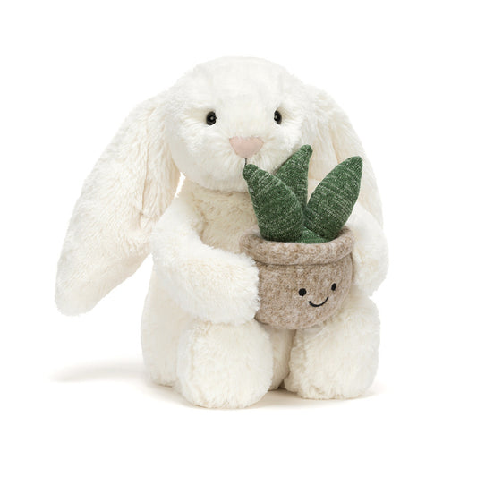 CREAM BUNNY WITH PLANT - Jellycat