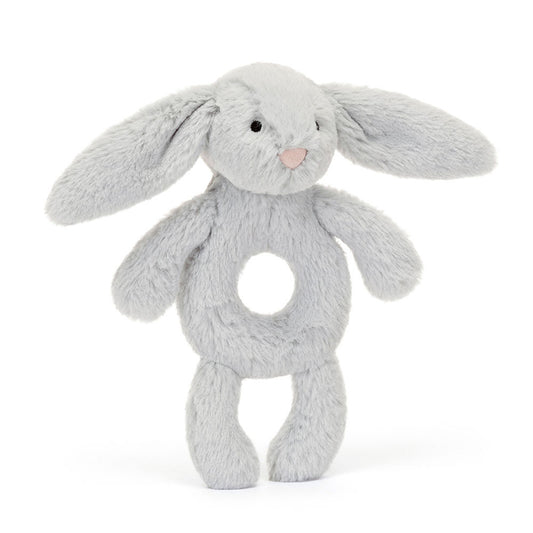 BASHFUL SILVER BUNNY RING RATTLE 18CM - Jellycat