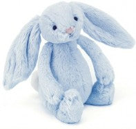 BASHFUL BUNNY BLUE SMALL (RATTLE) 18CM - Jellycat