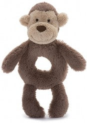 BASHFUL MONKEY BABY GRABBER 18CM - Jellycat