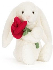 CREAM BUNNY WITH ROSE 31CM - Jellycat