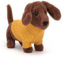SWEATER SAUSAGE DOG YELLOW 16CM - Jellycat