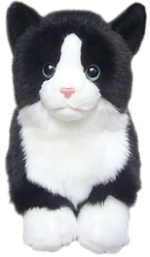 black and white cat soft toy