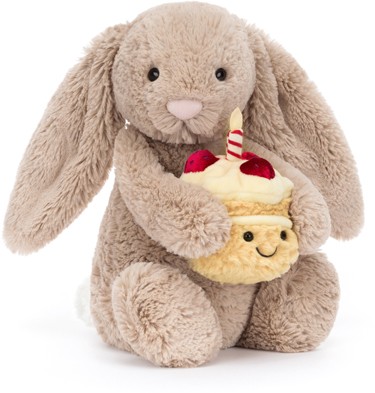 Jellycat Bunnies - BASHFUL BEIGE BUNNY 'BIRTHDAY' 31CM