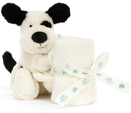 Jellycat Animals - BASHFUL BLACK & CREAM PUPPY SOOTHER 34CM