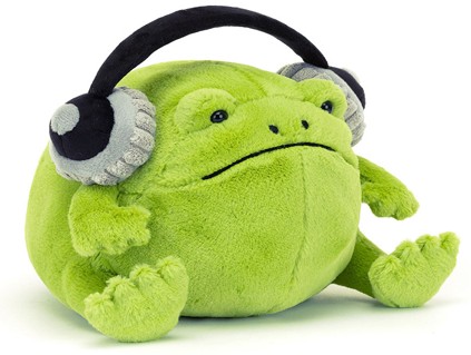 Retired Jellycat at Corfe Bears - RICKY RAIN FROG HEADPHONES 18CM