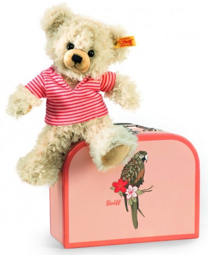 steiff teddy in suitcase